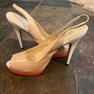 Fiebiger peep toe slingback platform heels